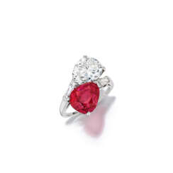 RUBY AND DIAMOND TWIN-STONE RING