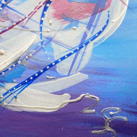 ГОЛУБАЯ РОЖДЕСТВЕНСКАЯ ЁЛКА Watercolor paper Acrylic paint Abstract Expressionism фантазийная композиция Russia 2021 - photo 3