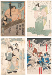 UTAGAWA TOYOKUNI I/III, TSUKIOKA YOSHITOSHI, VIER UKIYO-E