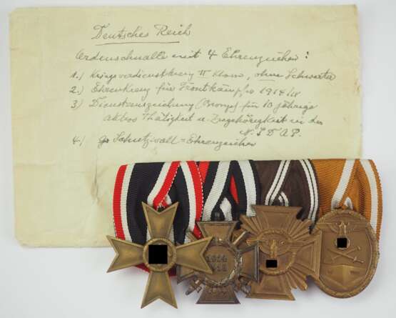 Ordenschnalle eines NSDAP Mitglieds mit 4 Auszeichnungen. - Foto 1