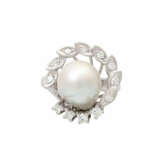 Ring mit Perle und Brillanten zus. ca. 0,42 ct, - Foto 2