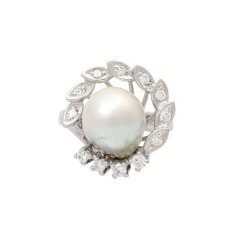 Ring mit Perle und Brillanten zus. ca. 0,42 ct, - фото 2