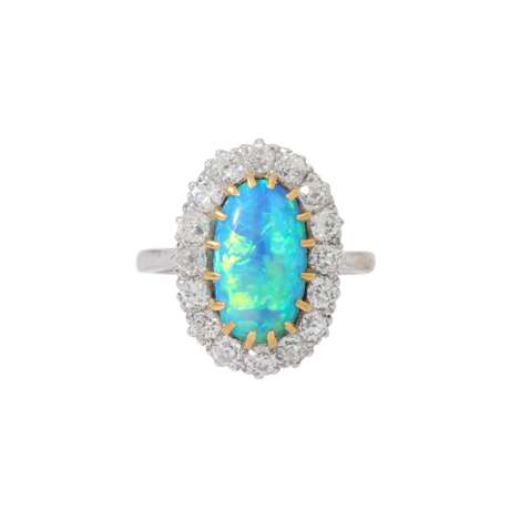 Ring mit Opal und Altschliffdiamanten - photo 2