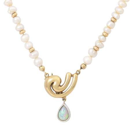 Perlenkette mit Opalanhänger, - Foto 2