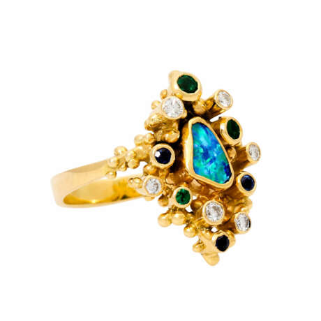 EHINGER SCHWARZ Ring mit Opal, 6 Brillanten von zus. ca. 0,21 ct, - Foto 1