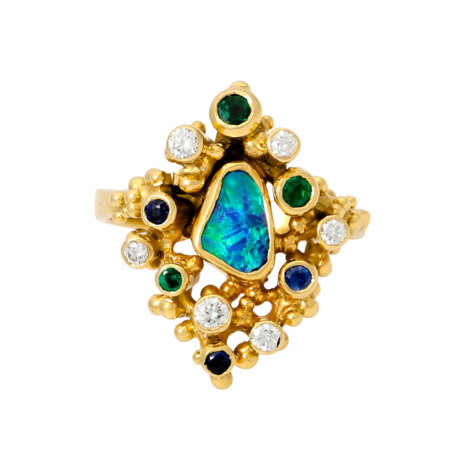 EHINGER SCHWARZ Ring mit Opal, 6 Brillanten von zus. ca. 0,21 ct, - Foto 2