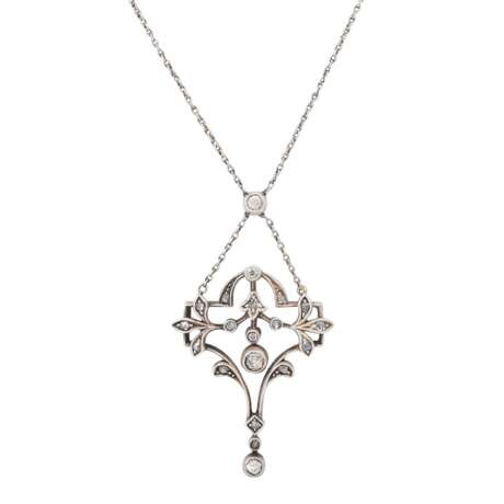 Jugendstil Collier mit Diamanten, - photo 2