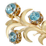 Feine Brosche mit Diamanten und 3 blauen Zirkonen - фото 3
