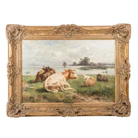 FREY, WILHELM (1826-1911) "Weidende Tiere am Seeufer" 1890 - фото 2