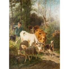 VAN MARCKE DE LUMMEN, EMILE (1827-1890) "Abendlicher Heimtrieb der Herde"