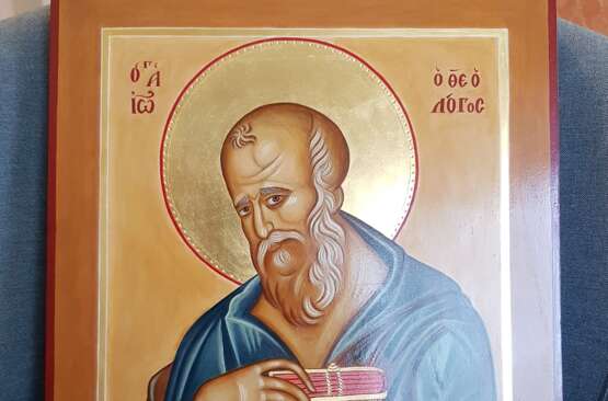 Icon of John the Evangelist Blattgold Byzantine technique iconography Christliche Kunst Russia Moscow 2018 - Foto 2
