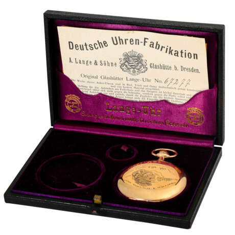 DUF A. Lange & Söhne antike Savonette Taschenuhr. Box + Papiere. Ca. 1910. - фото 9