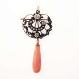“Brooch - pendant with diamonds and coral” - photo 1