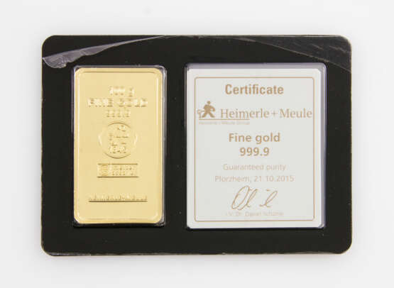 1 Goldbarren - 100g GOLDbarren, geprägt, Hersteller Heimerle + Meule - фото 1