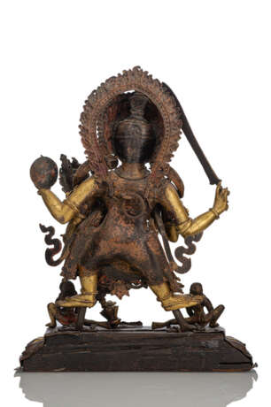 Grosse und massive feuervergoldete Bronze des Bhairava - Foto 2