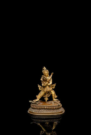 Partiell feuervergoldete Bronze des Chakrasamvara und Vajravarahi - photo 1