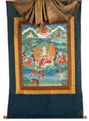 Thangka mit Darstellung eines Siddha in Bokatmontierung