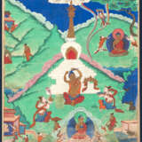 Seltener Satz von sieben Malereien mit Darstellungen zum Leben von Buddha - photo 3