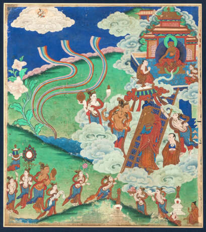 Seltener Satz von sieben Malereien mit Darstellungen zum Leben von Buddha - фото 4