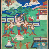 Seltener Satz von sieben Malereien mit Darstellungen zum Leben von Buddha - photo 7