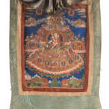 Thangka des Padamsambhava in Seidenmontierung und Thangka eines Lama - photo 1