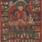 Thangka des Padamsambhava in Seidenmontierung und Thangka eines Lama - фото 4