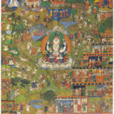 Avalokiteshvara Shadakshari umgeben von narrativen Szenen - Foto 1