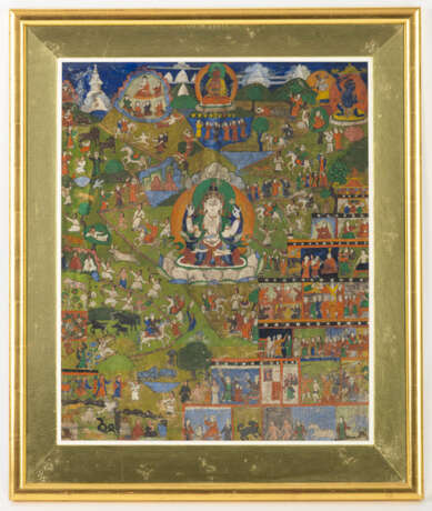 Avalokiteshvara Shadakshari umgeben von narrativen Szenen - Foto 2