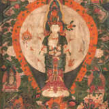 Gruppe von vier Thangka bzw. Tsagli, u.a. Avalokiteshvara und Vaishravana, teils monitiert - Foto 1