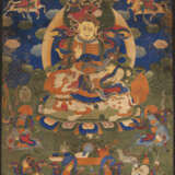 Gruppe von vier Thangka bzw. Tsagli, u.a. Avalokiteshvara und Vaishravana, teils monitiert - photo 2