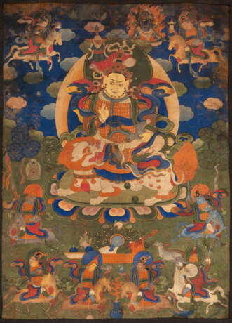 Gruppe von vier Thangka bzw. Tsagli, u.a. Avalokiteshvara und Vaishravana, teils monitiert - Foto 2