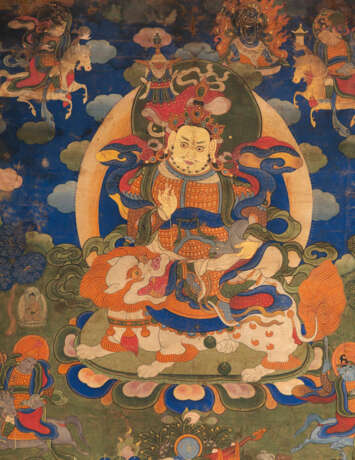 Gruppe von vier Thangka bzw. Tsagli, u.a. Avalokiteshvara und Vaishravana, teils monitiert - фото 3