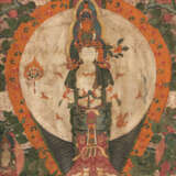 Gruppe von vier Thangka bzw. Tsagli, u.a. Avalokiteshvara und Vaishravana, teils monitiert - фото 8