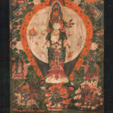 Gruppe von vier Thangka bzw. Tsagli, u.a. Avalokiteshvara und Vaishravana, teils monitiert - фото 9