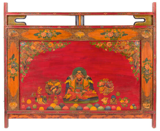Drei teils vergoldete und polychrom bemalte Meditationsparavents mit Darstellungen von Mönchen - photo 2