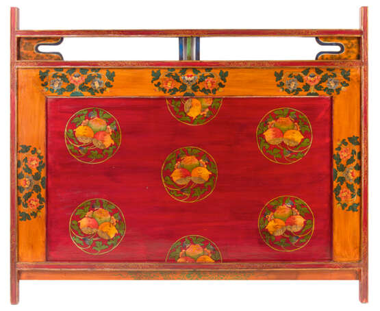 Drei teils vergoldete und polychrom bemalte Meditationsparavents mit Darstellungen von Mönchen - photo 4