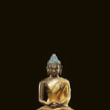 Partiell feuervergoldete Bronze des Buddha Amitabha - Foto 1