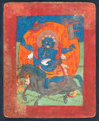Vajrapani, der chinesische General Guan Di und Begleiter, tantrische Gottheit auf Pferd und die fünf Könige, Tsagli