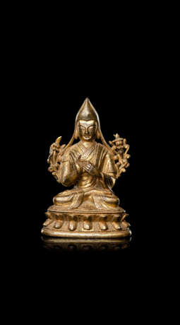 Feuervergoldete Bronze des Tsongkhapa - Foto 1