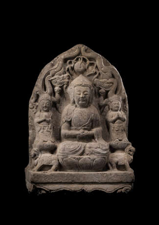 Große und seltene Stele des Buddha Shakyamuni aus Sandstein - Foto 1