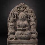 Große und seltene Stele des Buddha Shakyamuni aus Sandstein - Foto 2