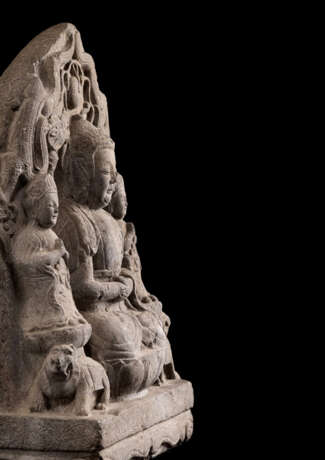 Große und seltene Stele des Buddha Shakyamuni aus Sandstein - Foto 6