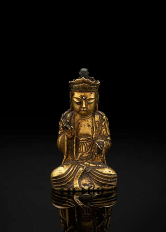 Sehr seltene feuervergoldete Bronze des Buddha - Foto 2