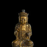 Sehr seltene feuervergoldete Bronze des Buddha - Foto 4
