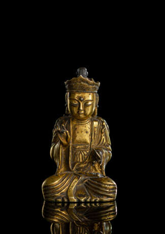Sehr seltene feuervergoldete Bronze des Buddha - photo 4