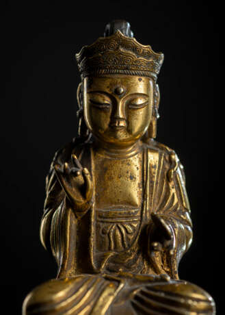 Sehr seltene feuervergoldete Bronze des Buddha - Foto 6