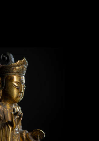 Sehr seltene feuervergoldete Bronze des Buddha - Foto 7