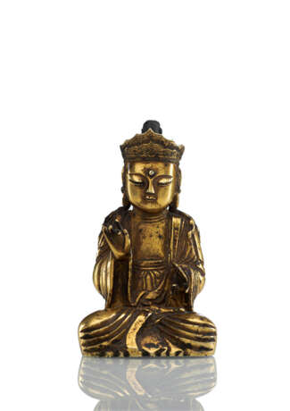 Sehr seltene feuervergoldete Bronze des Buddha - Foto 9