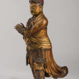 Große Figur des Guan Ping aus Holz mit Lackvergoldung - Foto 6