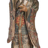Große Figur einer Dame aus Holz mit polychromer und goldfarbener Stuckfassung - Foto 1